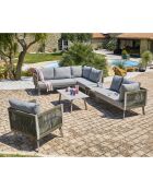 Salon de jardin d'angle Manosque 7 places en aluminium gris