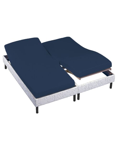 Drap housse 100% Percale de Coton bonnet 30 cm bleu