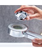 Double Pommeau de Douche avec Distributeur 3-en-1 argenté