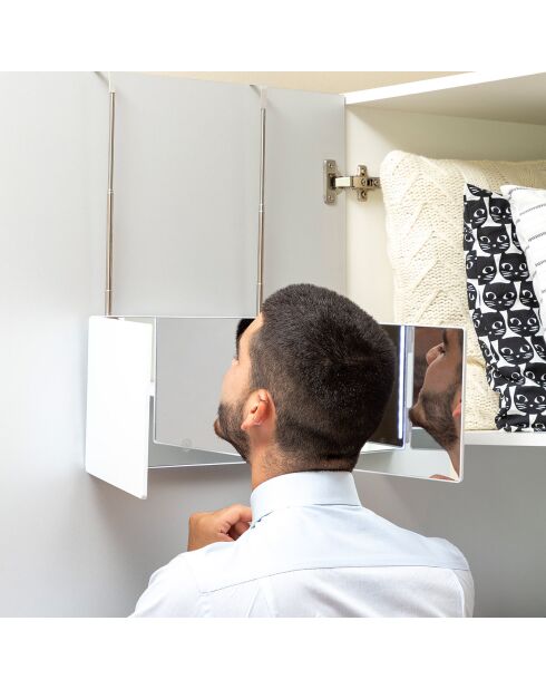 Miroir de Salle de Bain avec Lumière LED et Vision à 360° SelfKut blanc