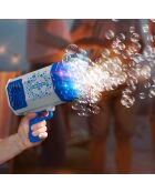 Pistolet à bulles rechargeable géant avec LEDs bleu/gris