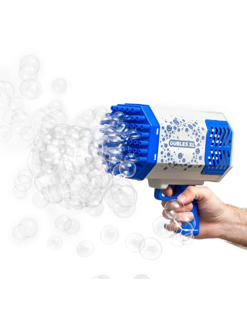 Pistolet à bulles rechargeable géant avec LEDs bleu/gris