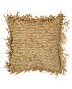 Cojín cuadrado de sisal y rafia natural con flecos Syros natural - 40x40x17 cm