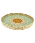 Plateau rond naturel en jonc de mer tressé à la main Kampa naturel - D.33x4 cm