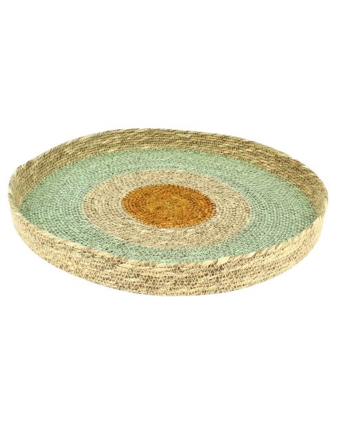 Plateau rond naturel en jonc de mer tressé à la main Kampa naturel - D.33x4 cm