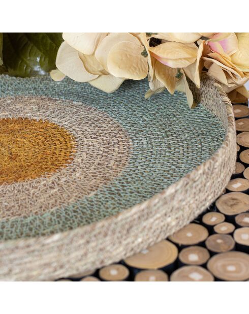 Natuurlijk rond dienblad van zeegras, met de hand geweven Kampa natural - D.33x4 cm