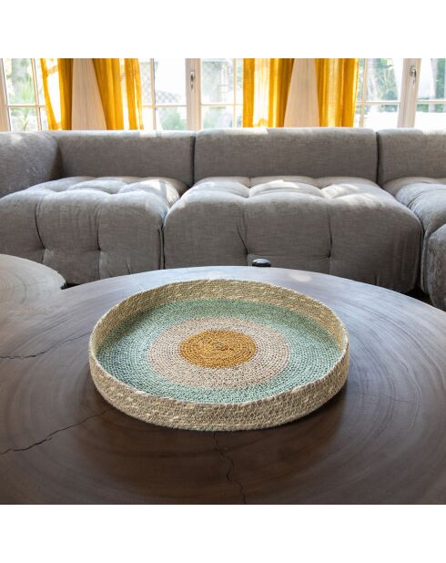 Natuurlijk rond dienblad van zeegras, met de hand geweven Kampa natural - D.33x4 cm