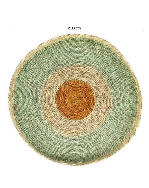 Natuurlijk rond dienblad van zeegras, met de hand geweven Kampa natural - D.33x4 cm