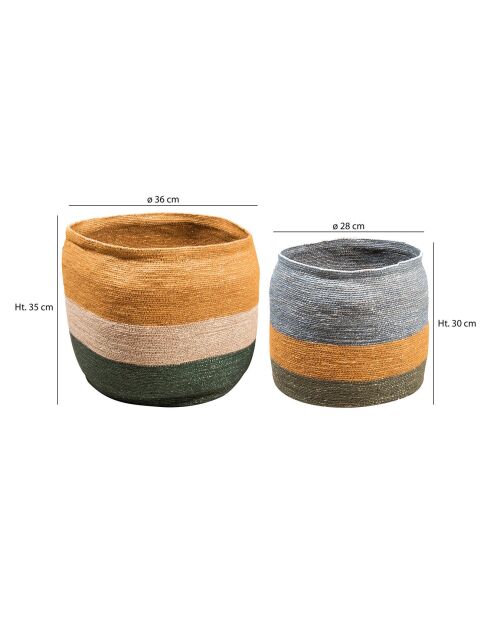 2 Paniers en jonc de mer tressés à la main Nairo naturel