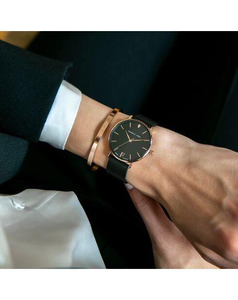 Montre Naomi en Acier & Diamant noire