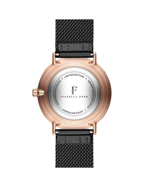 Montre Naomi en Acier & Diamant noire