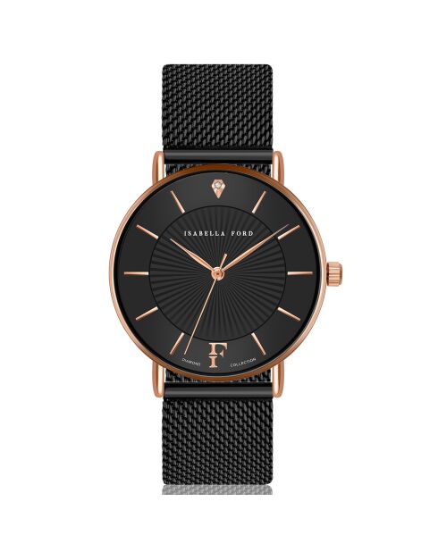 Montre Naomi en Acier & Diamant noire