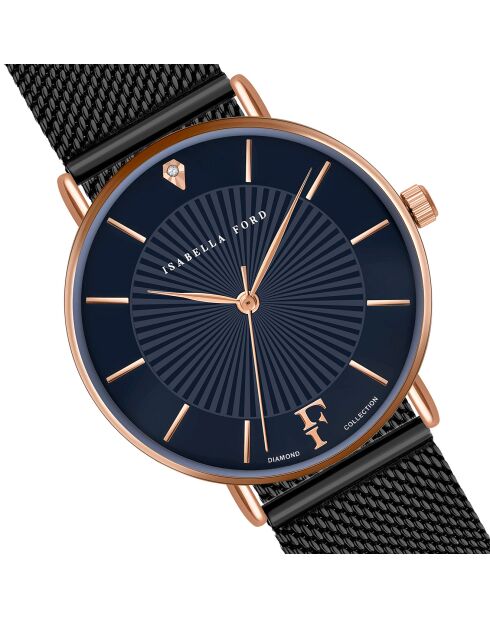 Montre Florence en Acier & Diamant noire