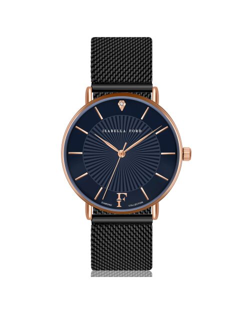 Montre Florence en Acier & Diamant noire