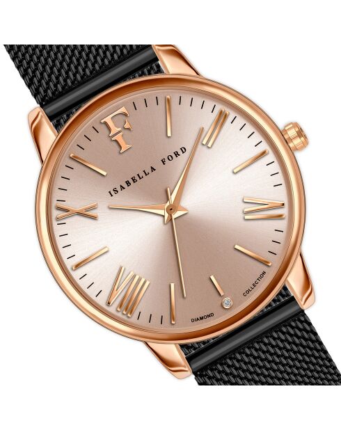 Montre Scarlett en Acier & Diamant noire