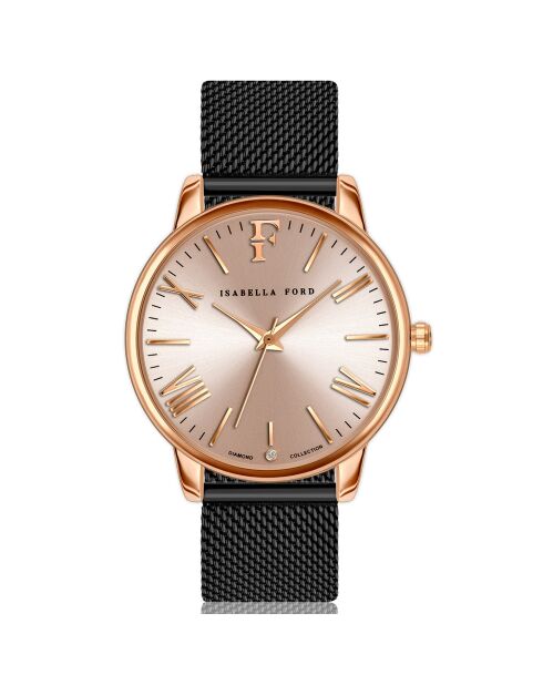 Montre Scarlett en Acier & Diamant noire
