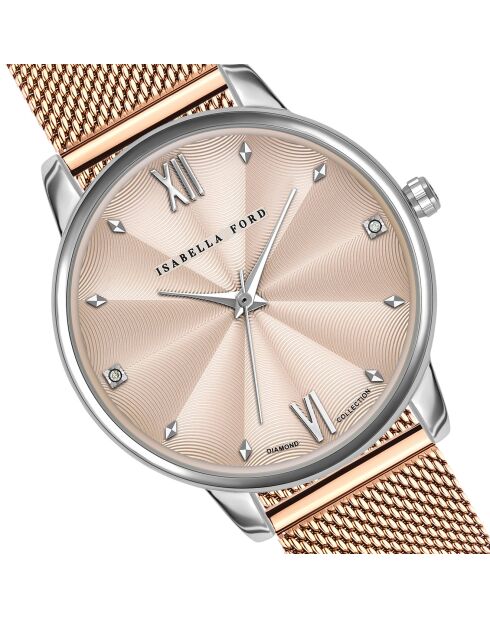 Montre Skylar en Acier & Diamants rose doré