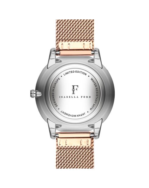 Montre Skylar en Acier & Diamants rose doré
