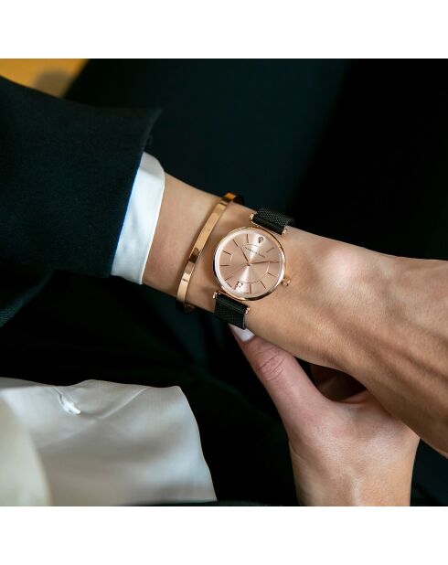 Montre Sophia en Acier & Diamant noire