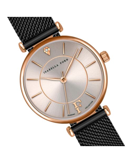 Montre Sophia en Acier & Diamant noire