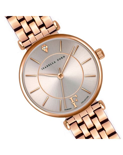 Montre Sophia en Acier & Diamant rose doré