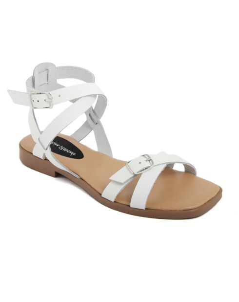 Weiße Mado Ledersandalen