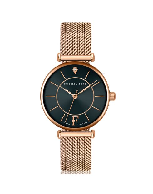 Montre Portia en Acier & Diamant rose doré