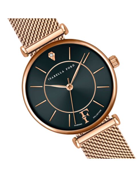 Montre Portia en Acier & Diamant rose doré