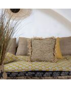 Cojín cuadrado de sisal y rafia natural con flecos Syros natural - 40x40x17 cm