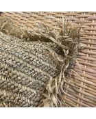 Cojín cuadrado de sisal y rafia natural con flecos Syros natural - 40x40x17 cm