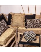 Cojín cuadrado de sisal y rafia natural con flecos Syros natural - 40x40x17 cm