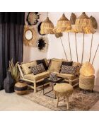Cojín cuadrado de sisal y rafia natural con flecos Syros natural - 40x40x17 cm