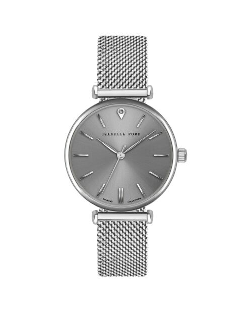 Montre Audrey en Acier & Diamant argentée