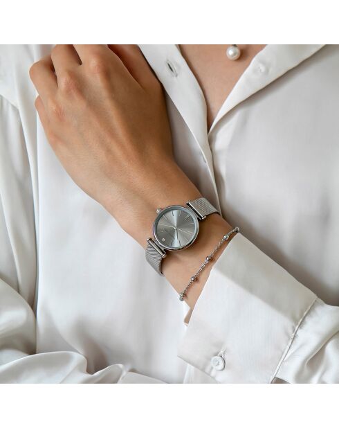Montre Audrey en Acier & Diamant argentée