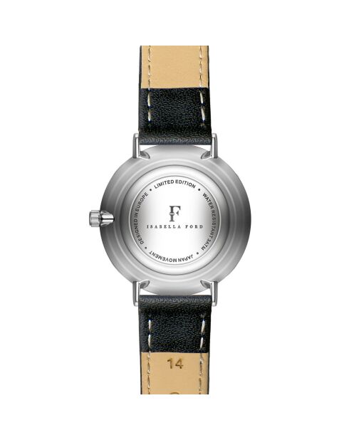 Montre Infinity en Cuir & Diamant noire