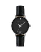 Montre Infinity en Cuir & Diamant noire