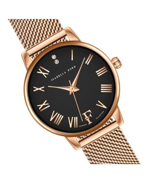 Montre Ophelia en Acier & Diamants rose doré
