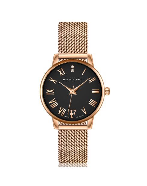 Montre Ophelia en Acier & Diamants rose doré