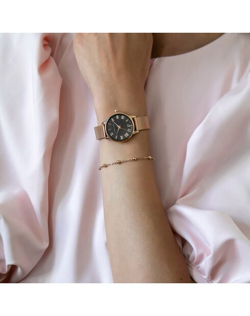 Montre Ophelia en Acier & Diamants rose doré