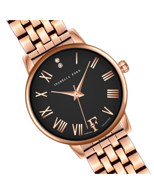 Montre Ophelia en Acier & Diamants rose doré