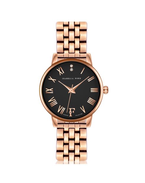 Montre Ophelia en Acier & Diamants rose doré