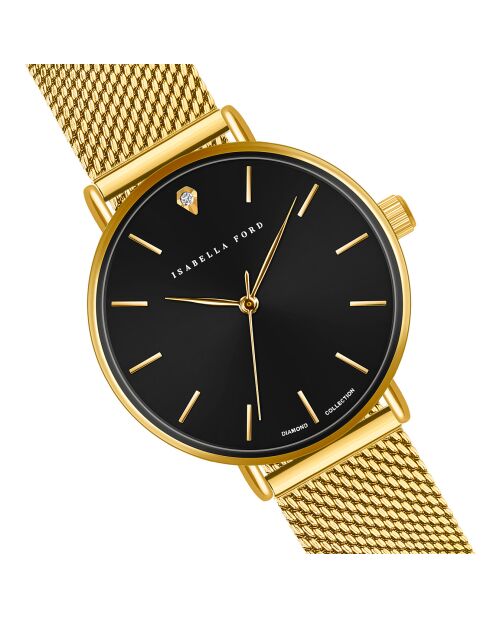 Montre Luna en Acier & Diamant dorée