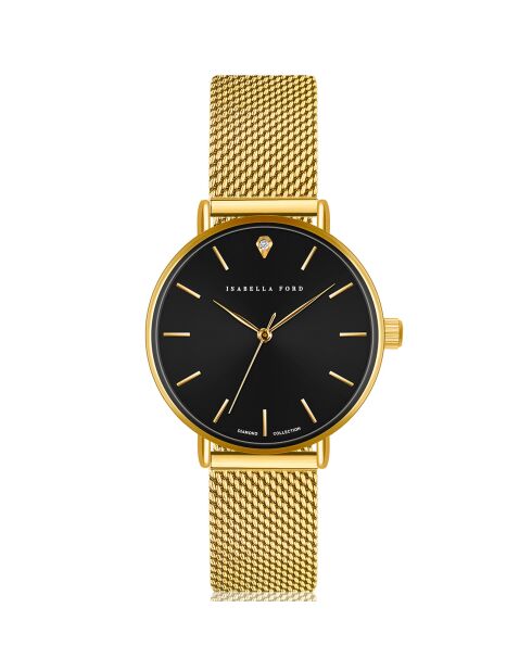 Montre Luna en Acier & Diamant dorée