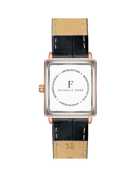 Montre Patricia en Cuir & Diamant noire