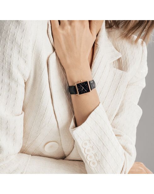 Montre Patricia en Cuir & Diamant noire
