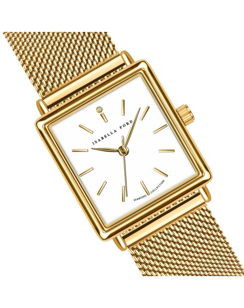 Montre Charlotte en Acier & Diamant dorée