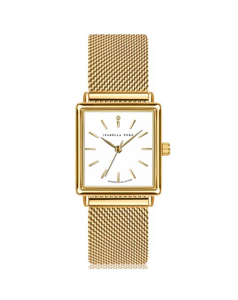 Montre Charlotte en Acier & Diamant dorée