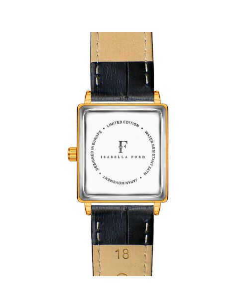 Montre Charlotte en Cuir & Diamant noire