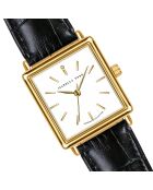 Montre Charlotte en Cuir & Diamant noire