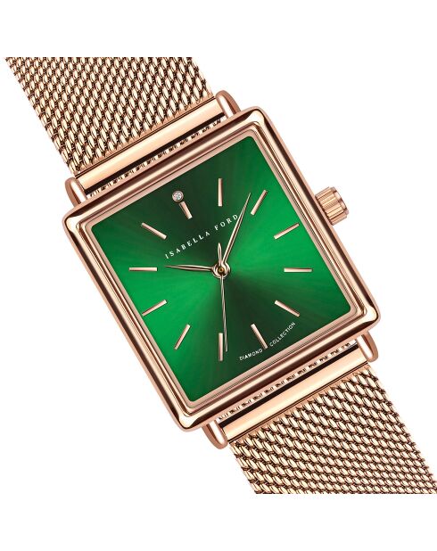 Montre Elisabeth en Acier & Diamant rose doré